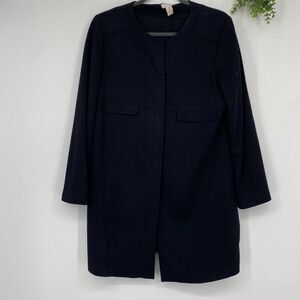 Chico's Women's Long Sleeve Rayon Blend‎ Snap Down Long Coat Jacket Black Size 8